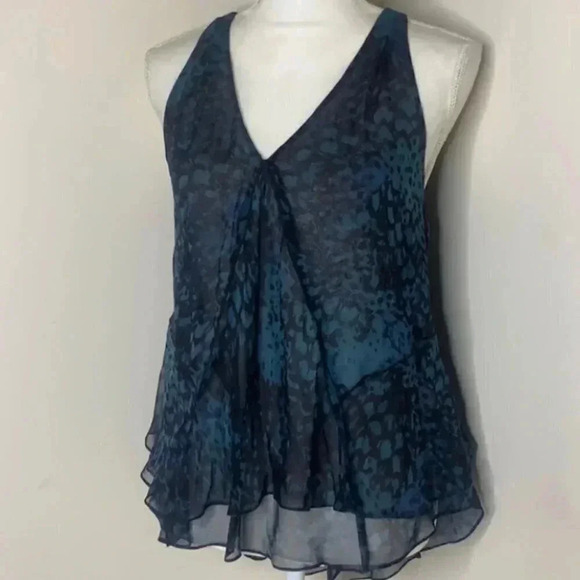 Rebecca Taylor Silk Navy Mermaid Tank Sleeveless Blouse Size 2 - Picture 3 of 8